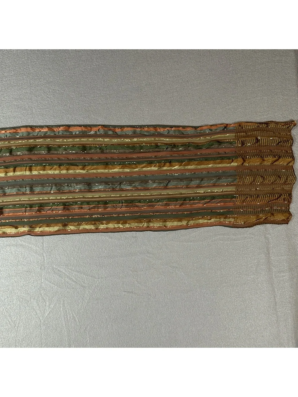 Vintage Striped Multicolor Scarf with Metallic Thread Detail